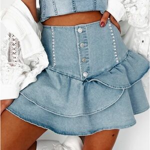NanaMacs Light Blue Denim Mini Skirt